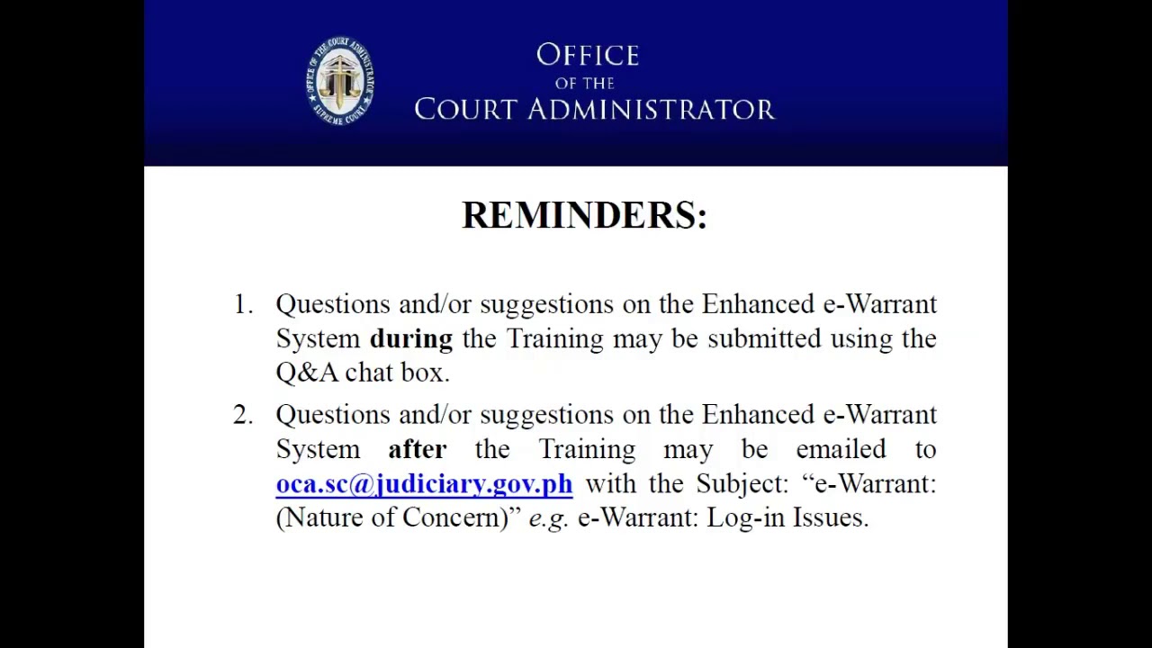 e-warrant training video