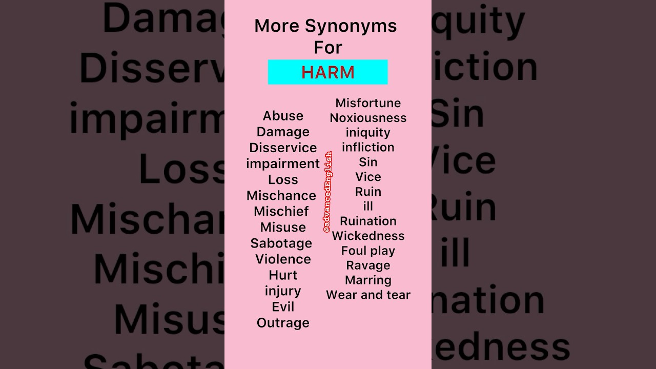 Synonyms ‘HARM’ #learnvocabulary #youtubeshorts #trending #viral #advancedenglish #language