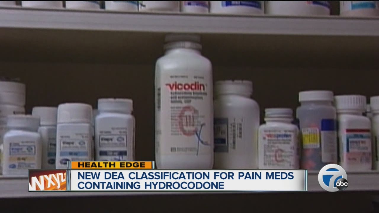 New DEA classificaton for pain meds containing hydrocodone