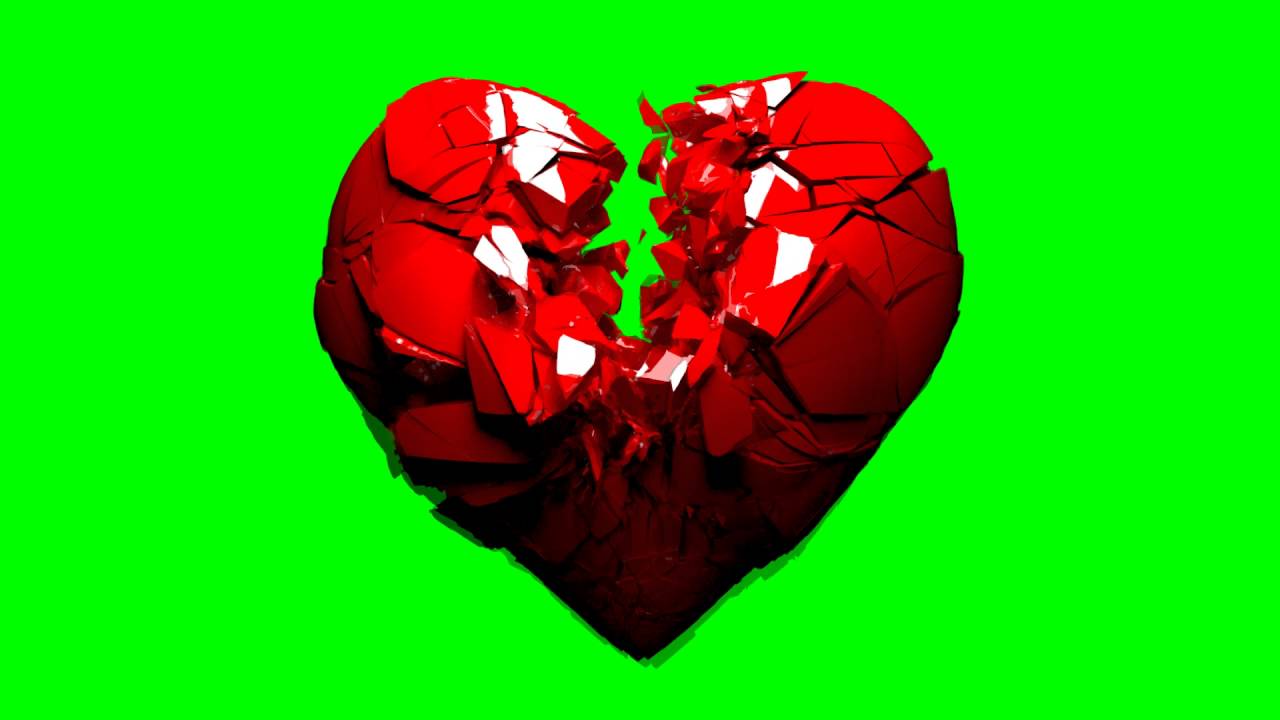 FREE HD Green Screen BROKEN SHATTERING 3D HEART