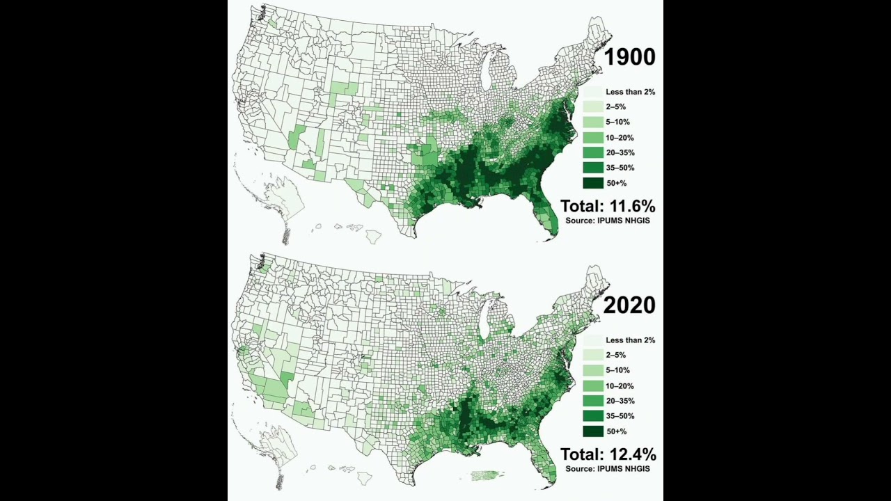 Comparison of the Black Population in the U.S. 1900 vs 2020
