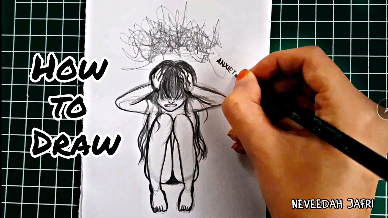 how to draw sad mad anxiety depression girl emotion