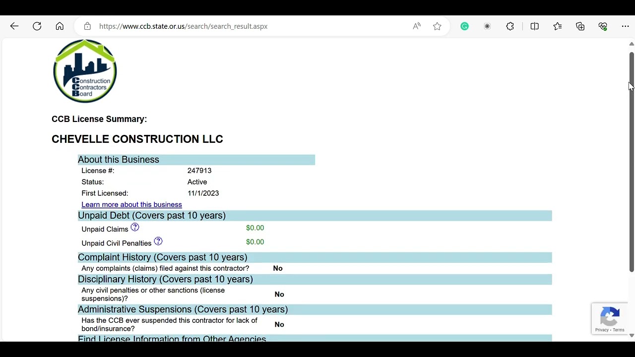 How to search for contractor's license in Oregon