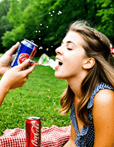 throwing soda can at someones face nose