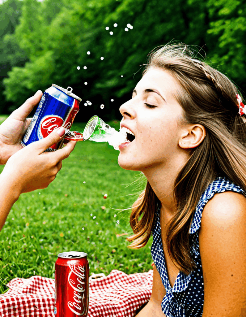 throwing soda can at someones face nose