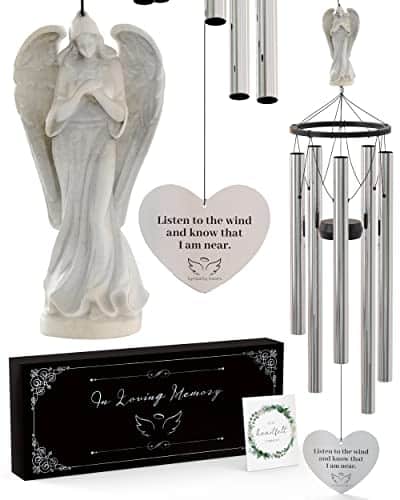 Angel Memorial Wind Chimes for Loss of Loved One   Large Sympathy Wind Chimes, Memorial Gifts for Loss of Loved One Mother Father Husband, Bereavement Wind Chimes for Outside Deep Tone