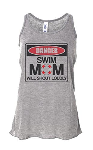 Funny Sports Mom's Tank Tops Danger Swim Mom Royaltee Athletic Shirts, Heather Grey, XLarge