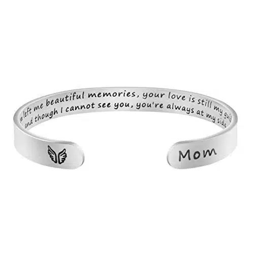 JoycuFF In Memory Of Gifts for Loss of Mother Mom Memorial Jewelry Sympathy Bracelet Secret Message Engraved Bereavement Grief Gifts for Women