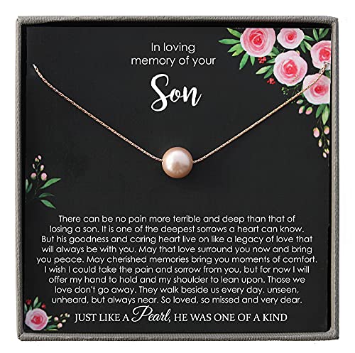 Loss of Son Sympathy Gift, Bereavement Gifts, Pearl Necklace with Meaningful Message, Pearl Necklace for Women