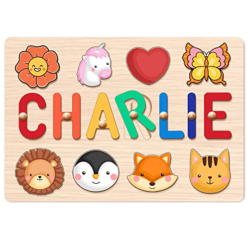 Personalized Name Puzzle for Kids, Custom Baby Gifts, Wooden Puzzles for Toddlers, Early Learning Toys for Baby Boy & Girl Year Old Nursery Gifts Montessori Toys Toddler Puzzles