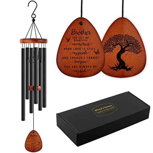 SteadStyle Memorial Gifts Memorial Wind Chimes for Loss of Brother Sympathy Gifts for Loss of Brother Bereavement Wooden Wind Chimes in Memory of Loss of Love One(Inch)