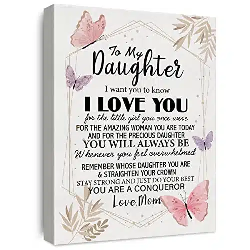 to My Daughter Quote Canvas Wall Art Inspirational Daughter Canvas Prints Framed Paintings Artwork Ready to Hang Home Office Wall Decor xInches