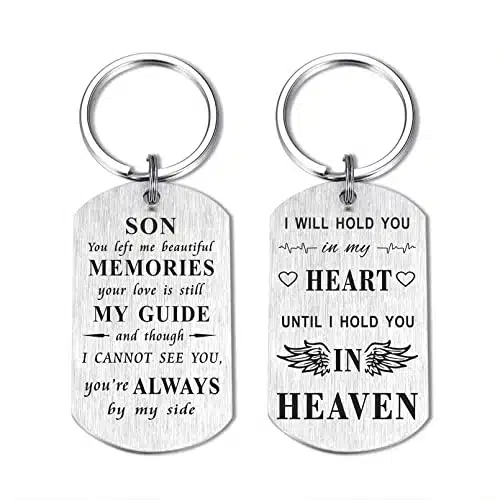 DEGASKEN Loss Son Memorial Keychain   Son In Heaven Keychain   Memory Gifts for Loss of Son