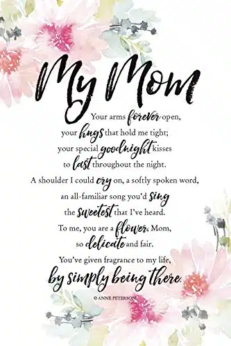 DEXSA My Mom Your Arms Wood Plaque with Inspiring Quotes x  Elegant Frame Wall & Tabletop Decoration  Easel & Hanging Hook  Christian Family Religious Home Decor Saying  Made in the USA