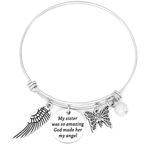 HUTIMY Sister Memorial Gifts Bracelet for Women in Remembrance My Sister Sympathy Grieving Berevment Memorial Charm Bracelets Memory Bracelet for a Loss Sisters Bracelet