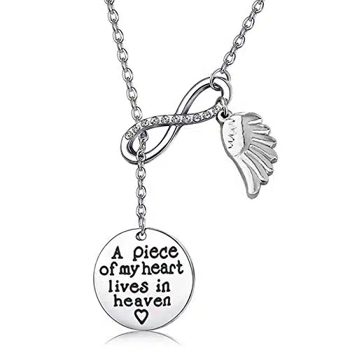 Memorial Jewelry Sympathy Gift A Piece of My Heart Lives In Heaven Lariat Y Necklace Loss Jewelry Gift (Y neckalce)