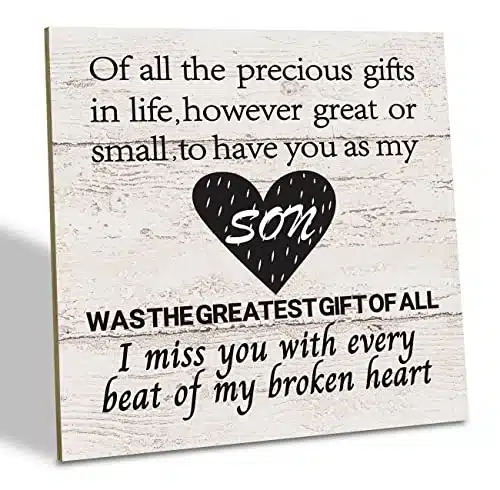 Son Memorial Box Sign, I Miss You with Every Beat of My Broken Heart, Wood Plaque Table Art Sign  inch, Son Passed Away Gift, Memorial Gifts for Loss of Son, Remembrance of Son