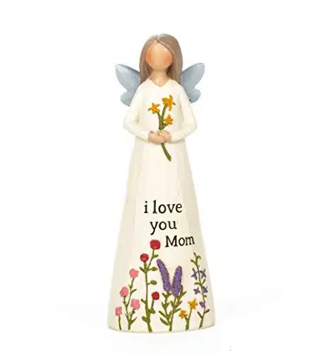 Blossom Bucket I Love You Mom Angel Figurine, inch Height
