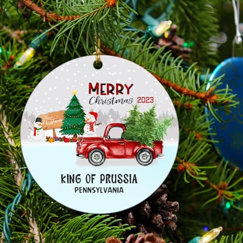 Christmas Ornament Tree Ornaments with Name City State King of Prussia Pennsylvania Gift Long Distance Love Decoration for Xmas Gifts for Family Best Friends MDF Plastic hite