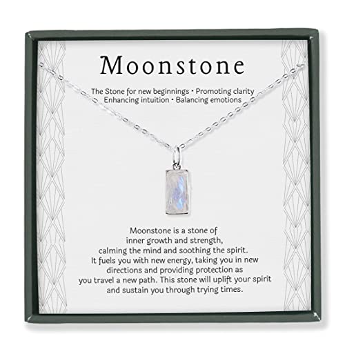 HOPE LOVE SHINE New Beginnings Rainbow Moonstone Sterling Silver Necklace for Women   Gifts for Her   Divorce Gifts for Women, Fertility Necklace, Break Up, Recovery, Retirement