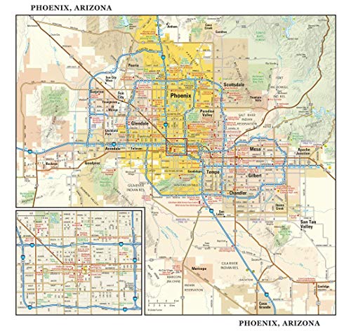 Phoenix, Arizona Wall Map, Large   x atte Plastic