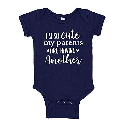 The Shirt Den I'm So Cute My Parents Are Having Another Baby Bodysuit Infant One Piece mo Navy Blue