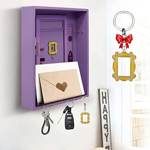 VUEJIC Friends Key Holder & Monica's Door Frame Keychain Cute Home Gift for TV Show Merchandise Lovers, Purple Handmade Key Hooks,Vintage Home Decorative Wall, Organizer Mail