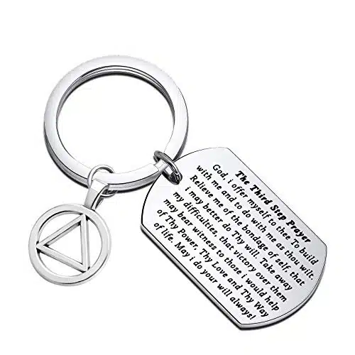 AA Recovery Keychain Sobriety Gifts AA Sponsor Gifts Third Step Prayer Keychain New Beginnings Gift (The third step prayer)