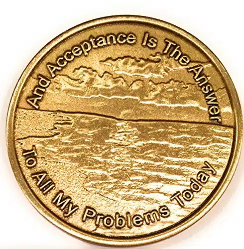 Acceptance is The Answer Beach Sunrise Bronze AA Medallion Chip Page