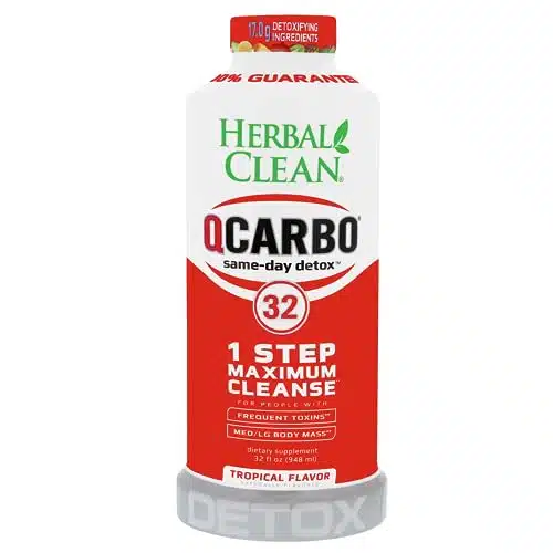 Herbal Clean QCarboSame Day Premium Detox Drink, Tropical Flavor, Fl Oz