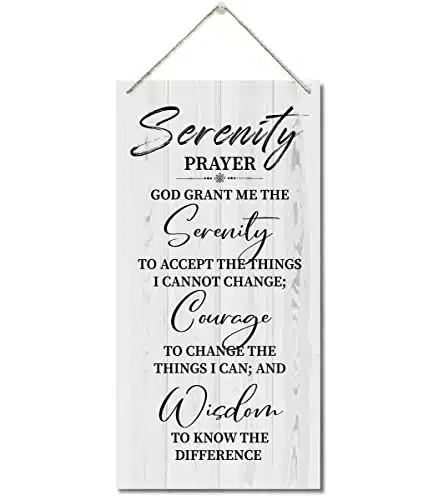 Serenity Prayer Sign, Printed Wood Plaque Sign Wall Hanging, Christian Decor Wood Sign Gift, God Grant Me The Serenity Wall Decor Framed, Farmhouse Live Room Bedroom Decor Wal