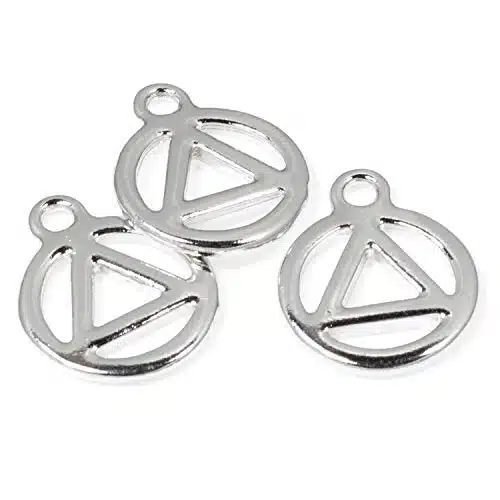 Silver Recovery Symbol Charms, TierraCast Triangle in Circle Pkg