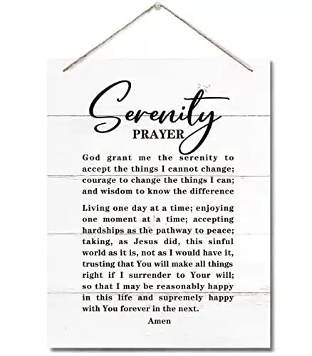The Serenity Prayer Inspirational Decor Sign, God Grant Me The Serenity To Accept The Things I Cannot Change, Hanging Printed Wall Plaque Wood Signs, Christian Family Religiou