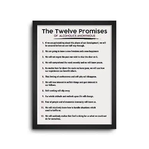 The Twelve Promises of AA Alcoholics Anonymous Poster for Addiction Recovery Mental Health Therapy Gift